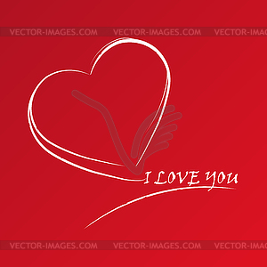 Valentine`s day. outline of heart and inscription - vector image