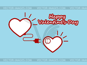 Valentine`s Day. Two hearts are connected by - vector clipart