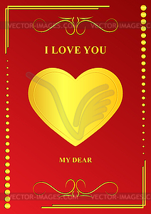 Valentine`s Day. Postcard with inscription I love - vector clip art