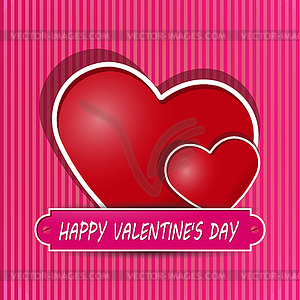 Two hearts and inscription Happy Valentine`s Day - vector clipart