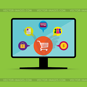 E-Commerce, online purchase of goods and services - vector clipart