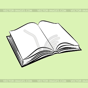 Launched open book, simple drawing - vector image