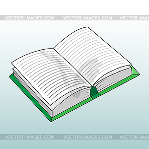 Launched open book, simple drawing - vector clipart