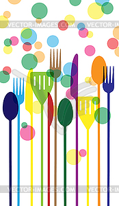 Cutlery and colored bubbles, food festival - vector image