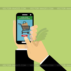 E-Commerce, online purchase of goods and services - royalty-free vector clipart