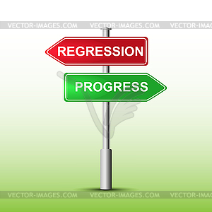 Pointer red and green with words REGRESSION and - vector clipart