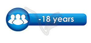 Button with icon and age limit -18 years - vector clip art