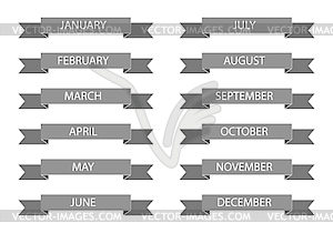 Set of tapes with name of months of year - vector clipart / vector image