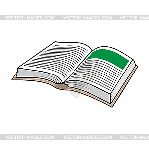 Launched open book, simple drawing - vector image