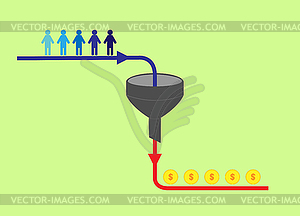 Lead generation, sales funnel to illustrate - vector clipart