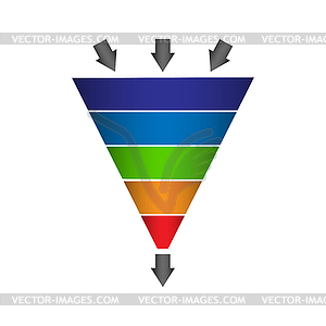 Sales funnel with arrows for app and website - vector image