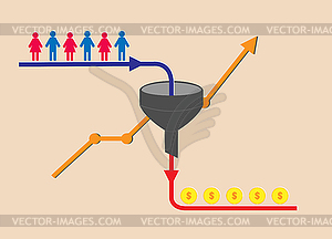 Sales funnel for illustrating presentations and - vector clip art