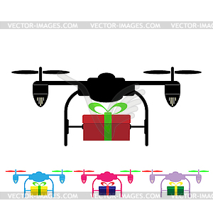 Silhouette of square commander with gift - vector clipart