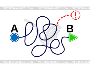 Complex curved line by point and B. solution Concept - vector clip art