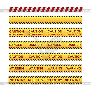 Set of tapes for fencing territory with warning - vector image