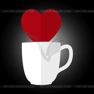 Silhouette of heart and silhouette of Cup for coffee - vector EPS clipart