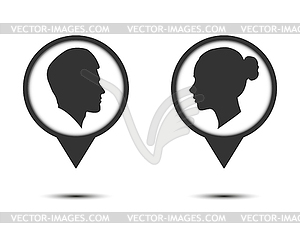 Silhouette of woman and man, flat design - vector image