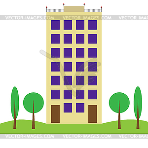 Городской ландшафт. Многоэтажное здание. Плоский дизайн - стоковый векторный клипарт