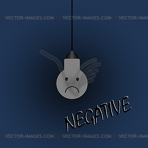 Негативный стиль лампочки, грустные эмоции - изображение в векторном виде