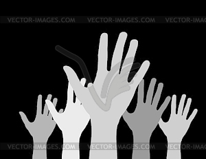 Hands with open palms extended upwards, flat design - vector EPS clipart