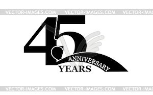 45 years anniversary, flat simple design - vector image