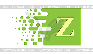 Letter Z on colored square with destroyed blocks - vector clipart / vector image