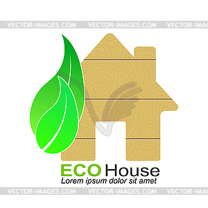 Простой логотип со словами ECO house - векторизованный клипарт