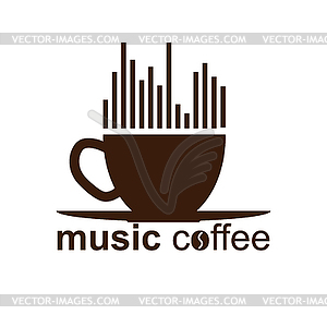 Simple music coffee logo, simple design - vector clipart