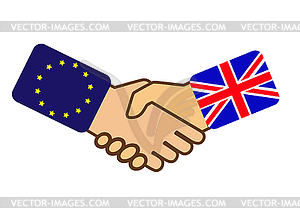 Shake hands with symbols of flags of United Kingdom - vector clip art