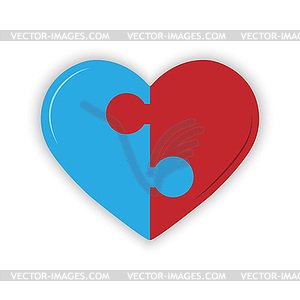 Heart is made up of two halves of puzzle - vector image