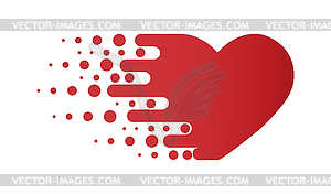 Failing heart, simple flat image - vector clipart