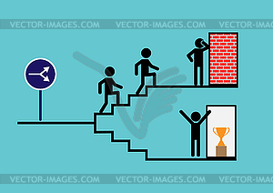 Climbing career ladder, road to chosen goal, flat de - color vector clipart
