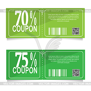 Design coupon for discount of 70 and 75 percent. - color vector clipart