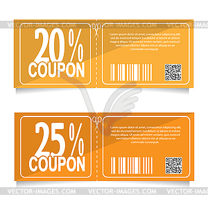 Design coupon for discount of 20 and 25 percent. - vector image