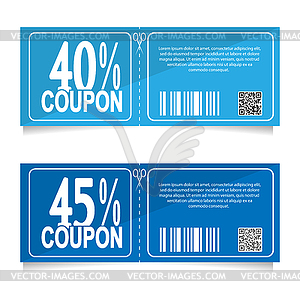 Design coupon for discount of 40 and 45 percent. - vector image