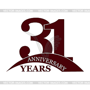 31 years anniversary, flat simple design - vector image