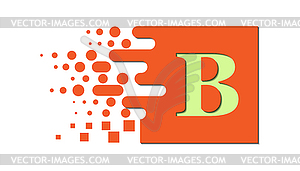 Letter B on colored square with destroyed blocks - vector image