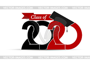 Graduate and Class 2020 with graduate cap - vector clipart