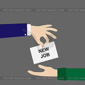 Sheet with inscription New job is passed of hand - vector EPS clipart