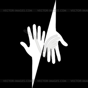 White silhouette of two hands with fingers - vector image