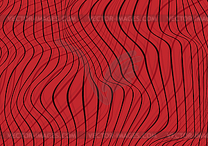 Winding black and red lines on red background - vector clipart