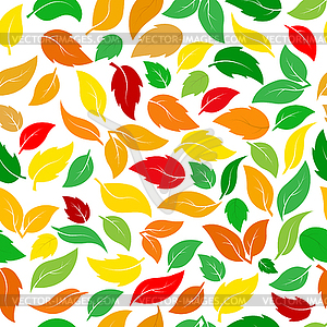 Seamless pattern of leaves of different plants in - vector image