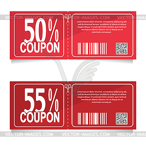 Design coupon for discount of 50 and 55 percent. - vector clipart / vector image