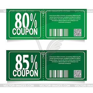 Design coupon for 80 percent and 85 percent - vector image