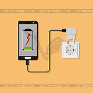 Charging your smartphone of household electrical - vector clip art