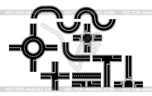 Set of road elements for modeling, flat design - vector clip art