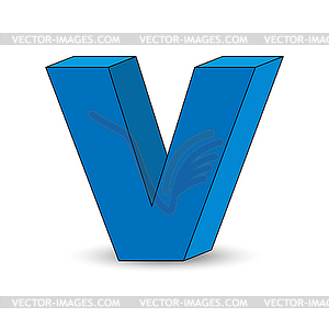 Three-dimensional letter V. Simulated 3D volume - vector clip art