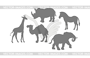 Set of silhouettes of wild animals - vector image