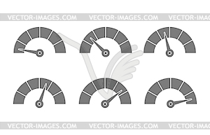 Set of speed sensors, measuring instruments with - vector clipart