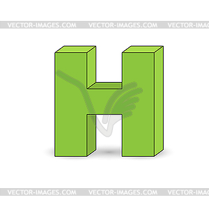 Three-dimensional letter H. Simulated 3D volume - vector image